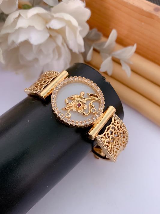 Beaded Station Gold Sterling Bracelet