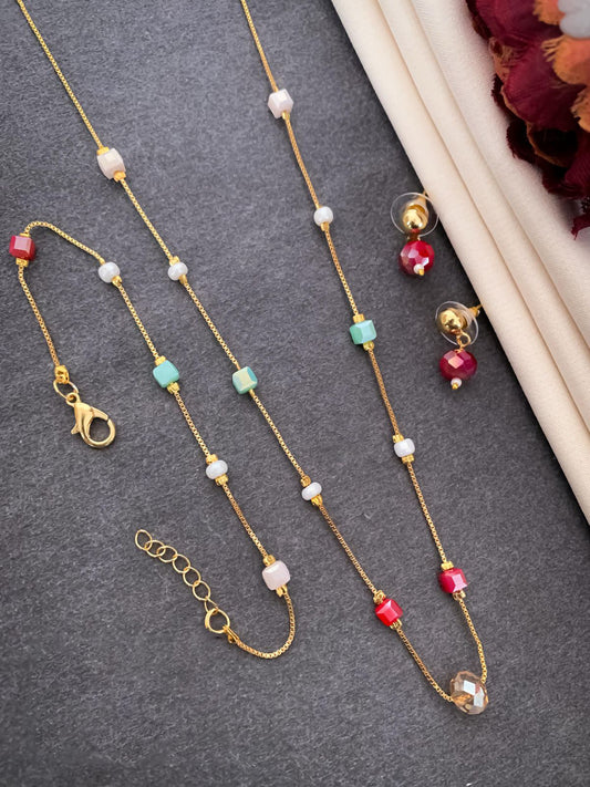 Oxidised Pearl Mala With Earring