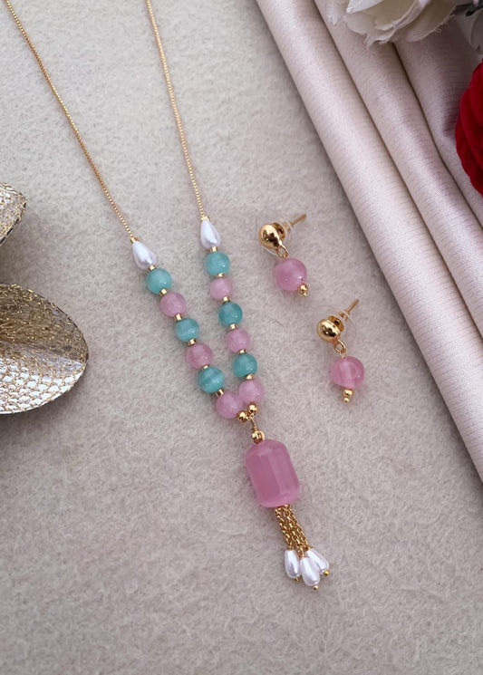 Mirror Shine Mala With Earring