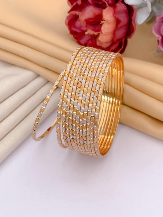 Chic Warli Double Tone Bangle (Set of 12)
