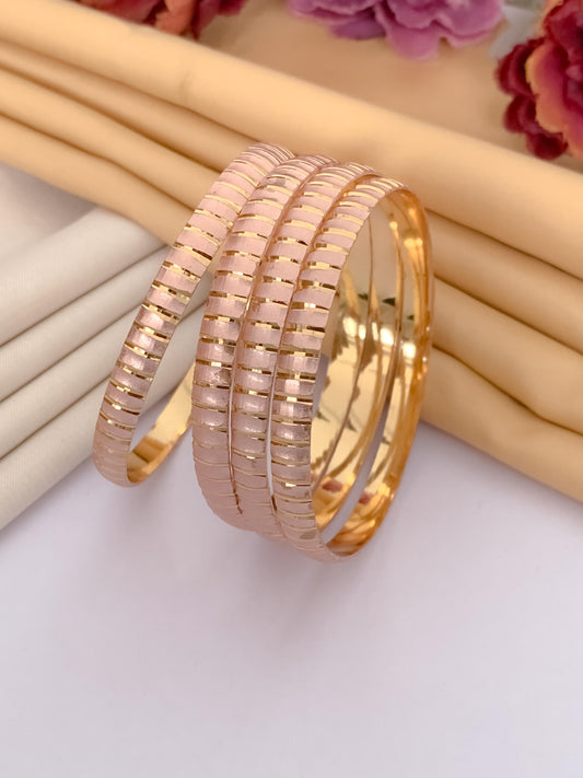 Gilded Geometric Bangle (Set of 4)