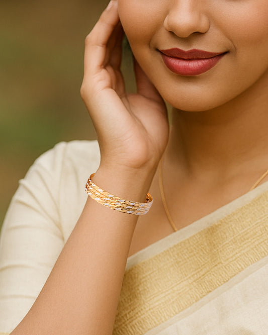 Artistic Charm Bangles ( Set of 4) | Gold Plated Bangles for Women and Girls | Birthday Gift For girls & women Anniversary Gift for Wife
